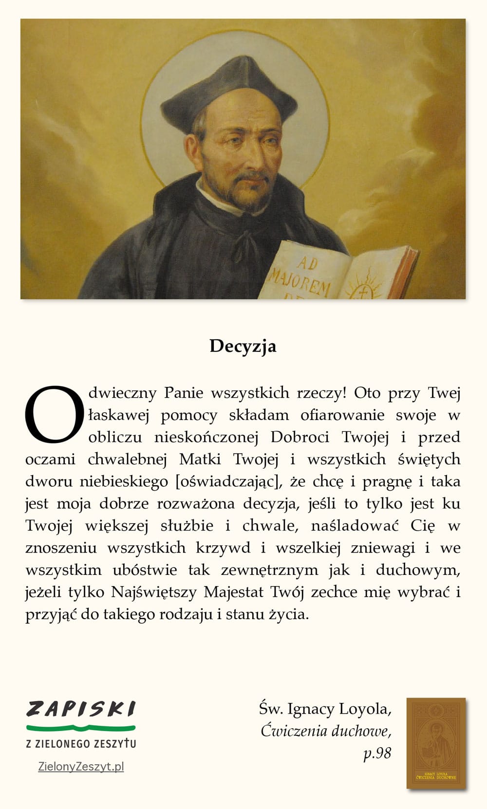 Św. Ignacy Loyola, Ćwiczenia duchowe, p. 98 (Decyzja)